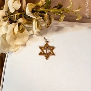 Gold Filled Star of David with Center Cross‎ Pendant